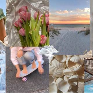 Minimalist spring collage laptop wallpaper