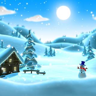Cartoon winter PC wallpaper