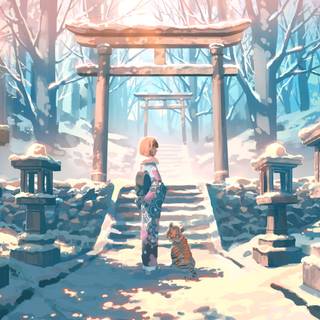 Cartoon winter PC wallpaper