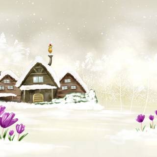 Cartoon winter PC wallpaper