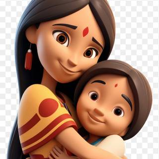 Mother and daughter cartoon wallpaper