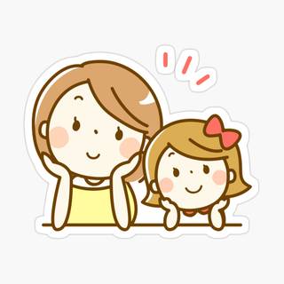 Mother and daughter cartoon wallpaper