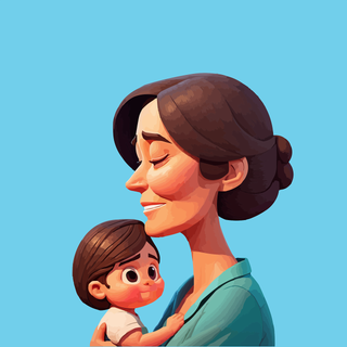 Mother and daughter cartoon wallpaper