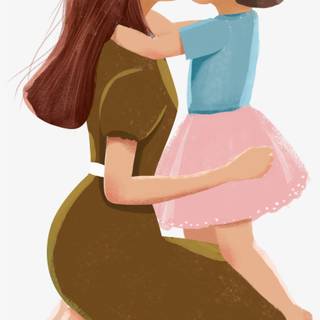 Mother and daughter cartoon wallpaper