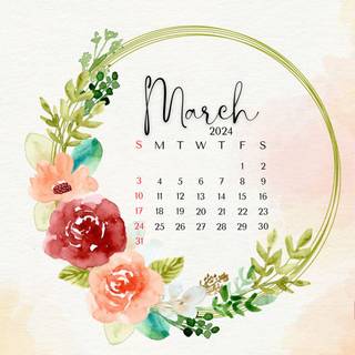 March 2024 calendar wallpaper