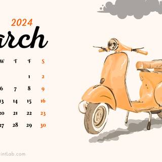 March 2024 calendar wallpaper