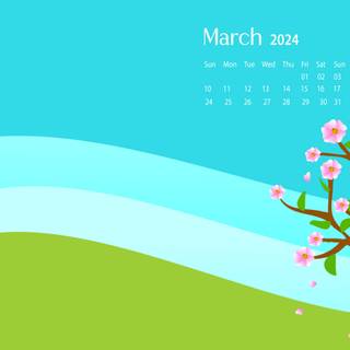 March 2024 calendar wallpaper