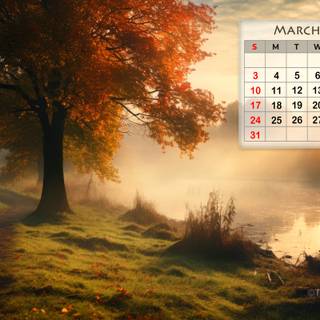 March 2024 calendar wallpaper