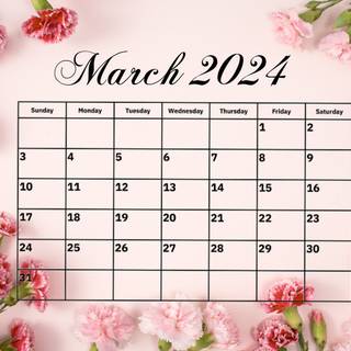 March 2024 calendar wallpaper