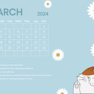 March 2024 calendar wallpaper
