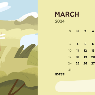 March 2024 calendar wallpaper