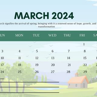 March 2024 calendar wallpaper