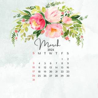 March 2024 calendar wallpaper