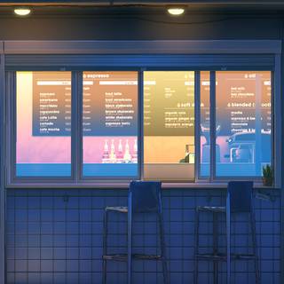 Lofi cafe phone wallpaper