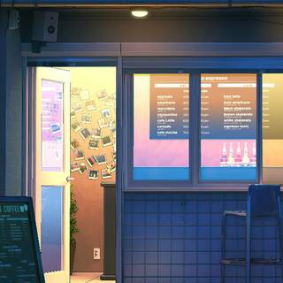 Lofi cafe phone wallpaper