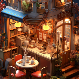 Lofi cafe phone wallpaper