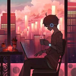Lofi cafe phone wallpaper