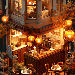 Lofi cafe phone wallpaper