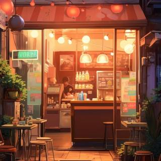 Lofi cafe phone wallpaper