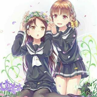 Two anime girls best friends wallpaper