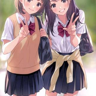 Two anime girls best friends wallpaper