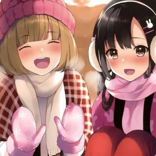 Two anime girls best friends wallpaper