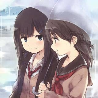 Two anime girls best friends wallpaper