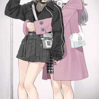 Two anime girls best friends wallpaper