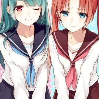 Two anime girls best friends wallpaper