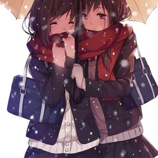 Two anime girls best friends wallpaper