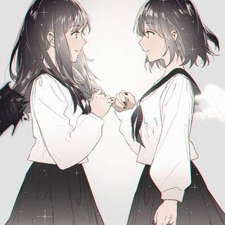 Two anime girls best friends wallpaper