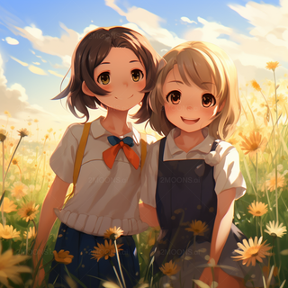 Two anime girls best friends wallpaper