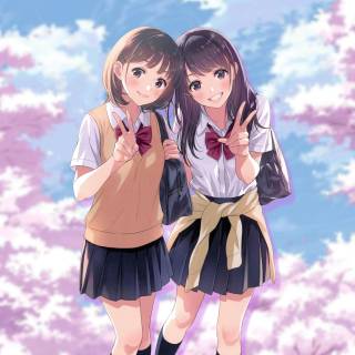Two anime girls best friends wallpaper