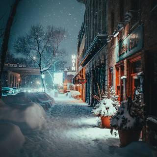 Night winter street wallpaper