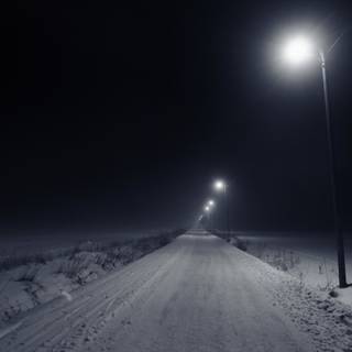 Night winter street wallpaper