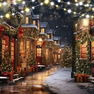 Night winter street wallpaper