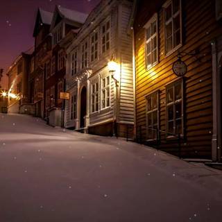 Night winter street wallpaper