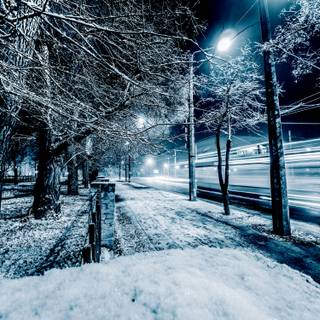 Night winter street wallpaper