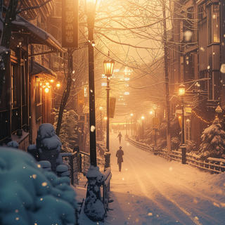 Night winter street wallpaper