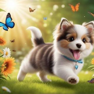 Happy spring dog wallpaper