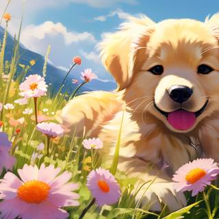 Happy spring dog wallpaper