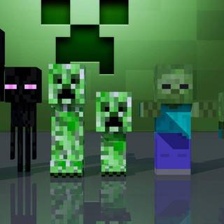 Minecraft Enderman and Creeper wallpaper