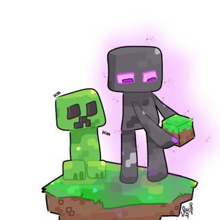 Minecraft Enderman and Creeper wallpaper