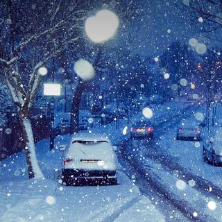 Snowy street wallpaper