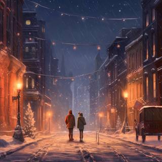 Snowy street wallpaper