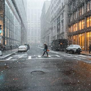 Snowy street wallpaper