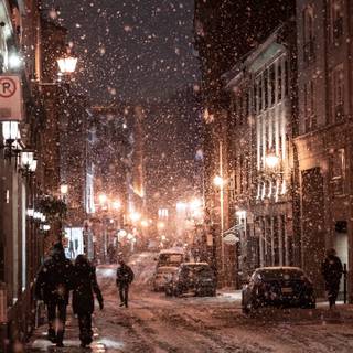 Snowy street wallpaper