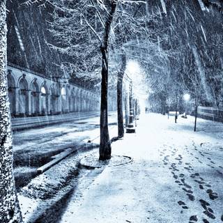 Snowy street wallpaper