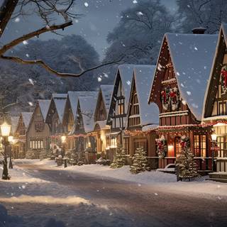 Snowy street wallpaper