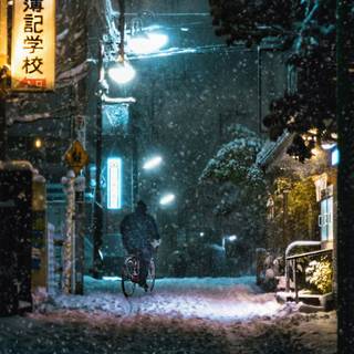 Snowy street wallpaper